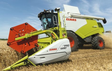 CLAAS TUCANO 570-320 Combine harvesters. Your benefits. CMOTION, multi-function lever, CEBIS, TELEMATICS, yield mapping and GPS PILOT ensure an innovative guidance and control comfort. Higher production up to 20% thanks to the APS. APS and APS HYBRID. A unique threshing technology in its class. The grain tank with up to 9,000 liters of capacity lengthens the working time. The high emptying speed reduces the discharge intervals. Both factors contribute to improving the operating result. New VARIO 930 - 500 cutter bars with 700 mm of adjustment range thanks to integrated rapeseed plates. Mercedes-Benz OM 936 offers reliable power reserves even in the most difficult harvesting conditions. New 4- wheel drive axle with 30% more traction. Darin Srl Claas TUCANO 570-320 combine harvester Dealer